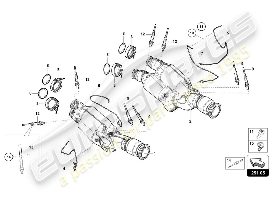 lamborghini lp770-4 svj coupe (2022) catalytic converter part diagram