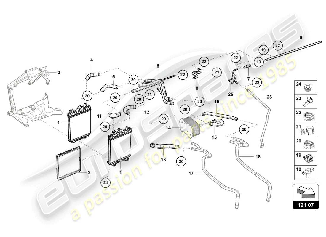 lamborghini sian roadster (2021) additional cooler for coolant parts diagram