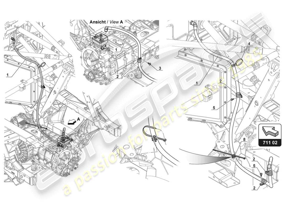 lamborghini gt3 evo (2018) hoses part diagram