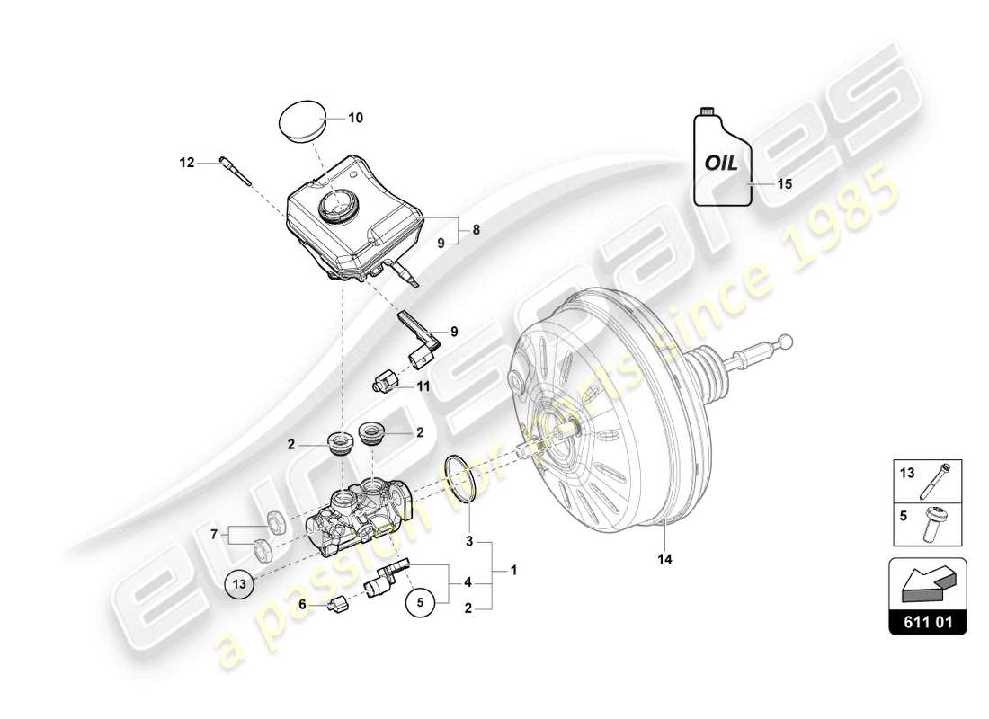 lamborghini urus s (2024) tandem brake master cylinder parts diagram