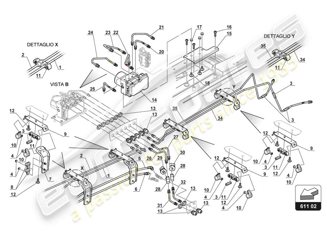 lamborghini gt3 (2017) brake lines part diagram