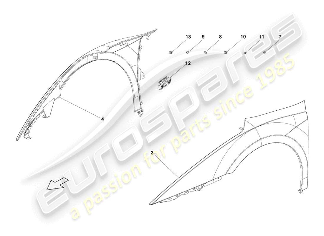 lamborghini lp550-2 coupe (2011) wing front parts diagram