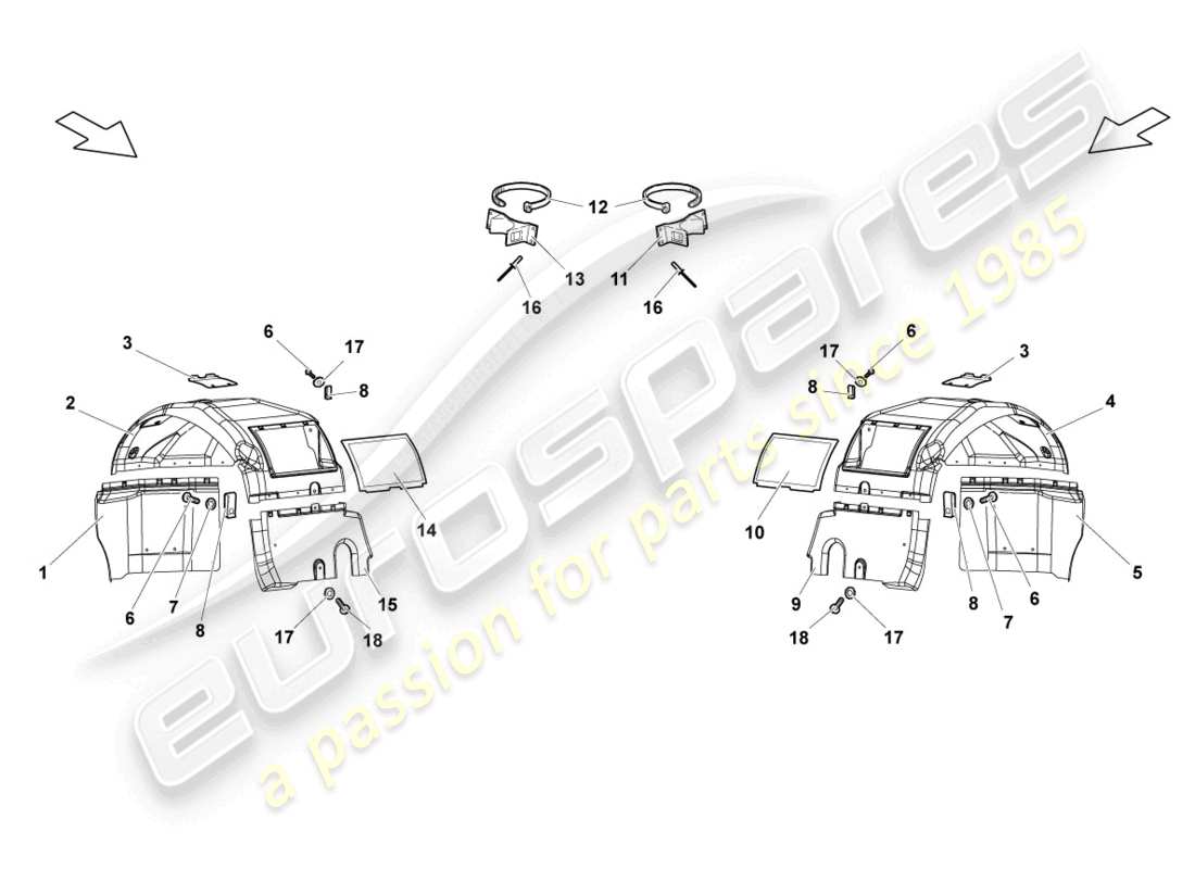 lamborghini reventon roadster wheel housing liner front part diagram