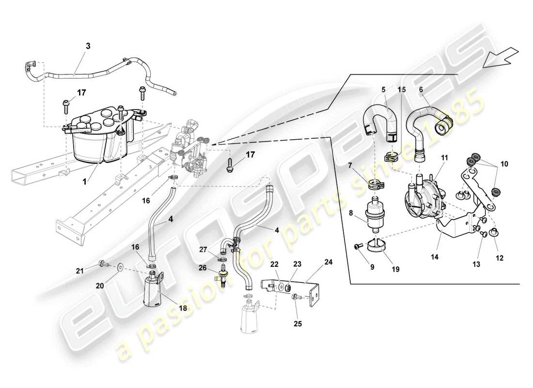 lamborghini lp550-2 coupe (2011) activated carbon filter system part diagram