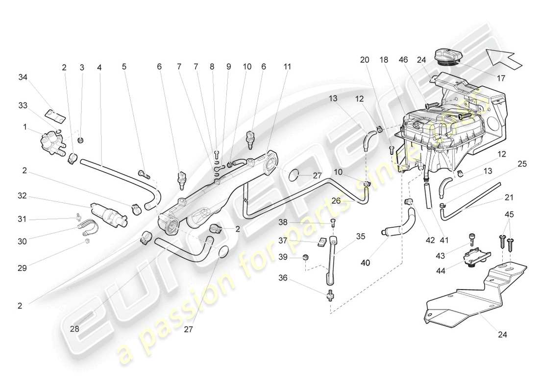 lamborghini lp550-2 coupe (2013) additional coolant pump parts diagram