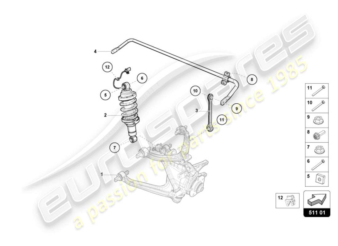 lamborghini sterrato (2024) shock absorber rear parts diagram