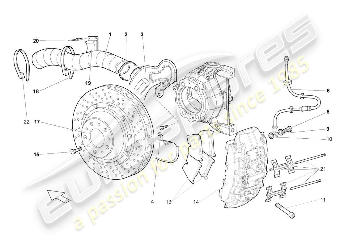 lamborghini lp640 roadster (2009) disc brake front part diagram