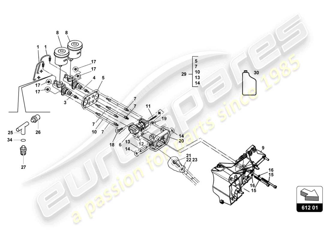 lamborghini super trofeo (2015) brake booster parts diagram