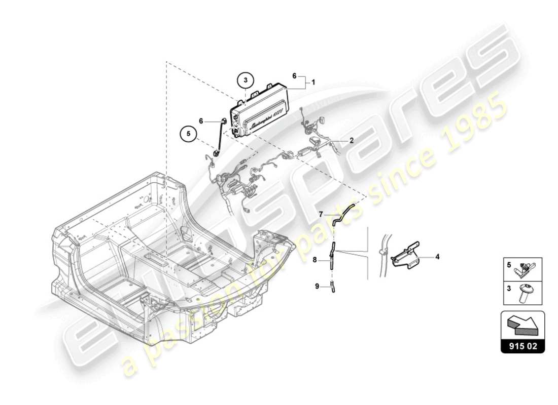 lamborghini countach lpi 800-4 (2022) auxiliary battery parts diagram