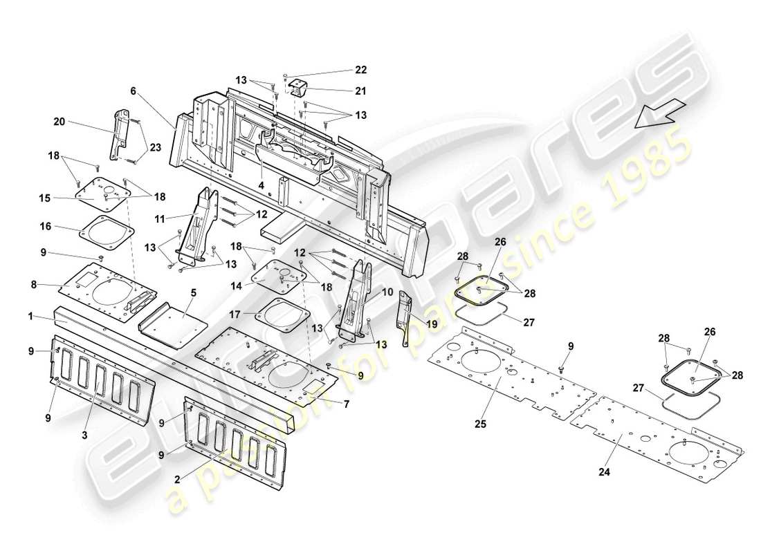 lamborghini lp550-2 spyder (2013) rear panel parts diagram