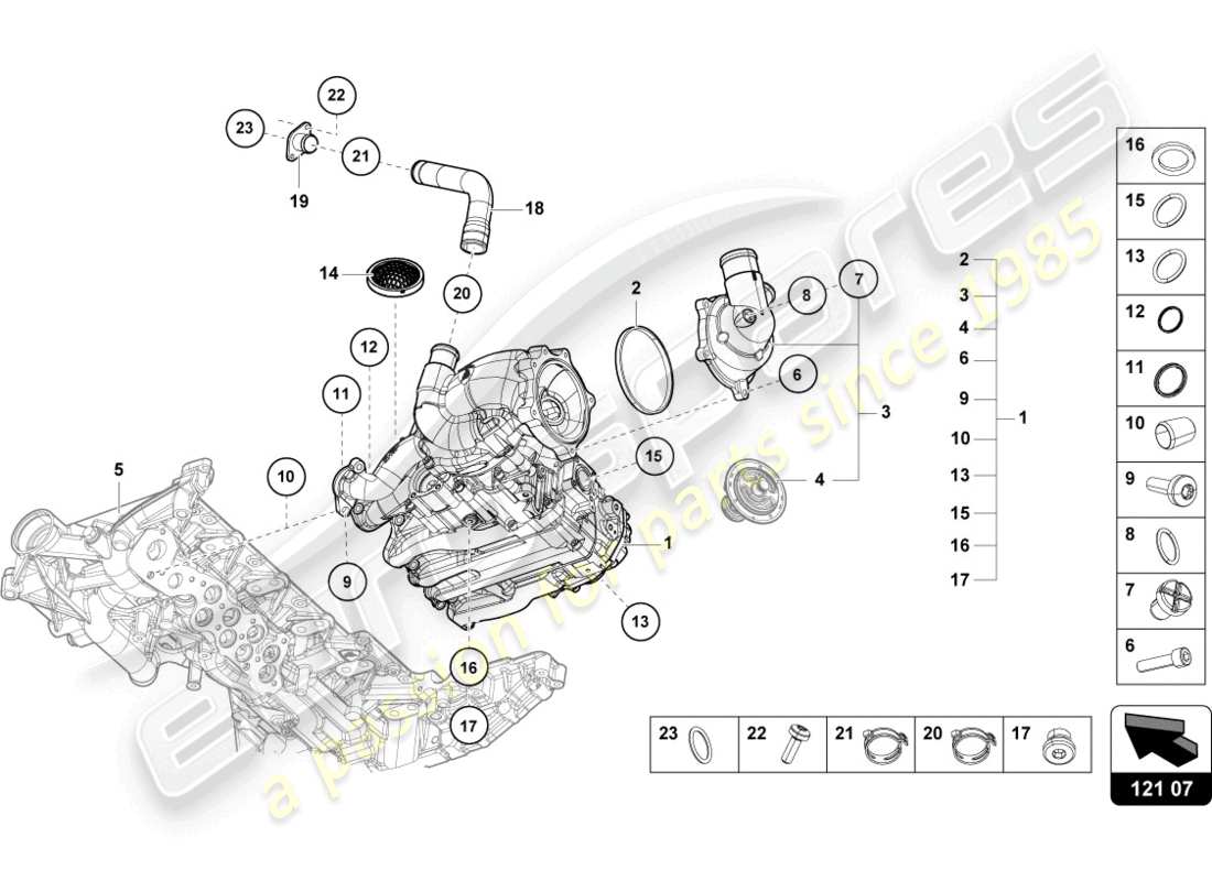 lamborghini super trofeo (2015) water oil pump parts diagram