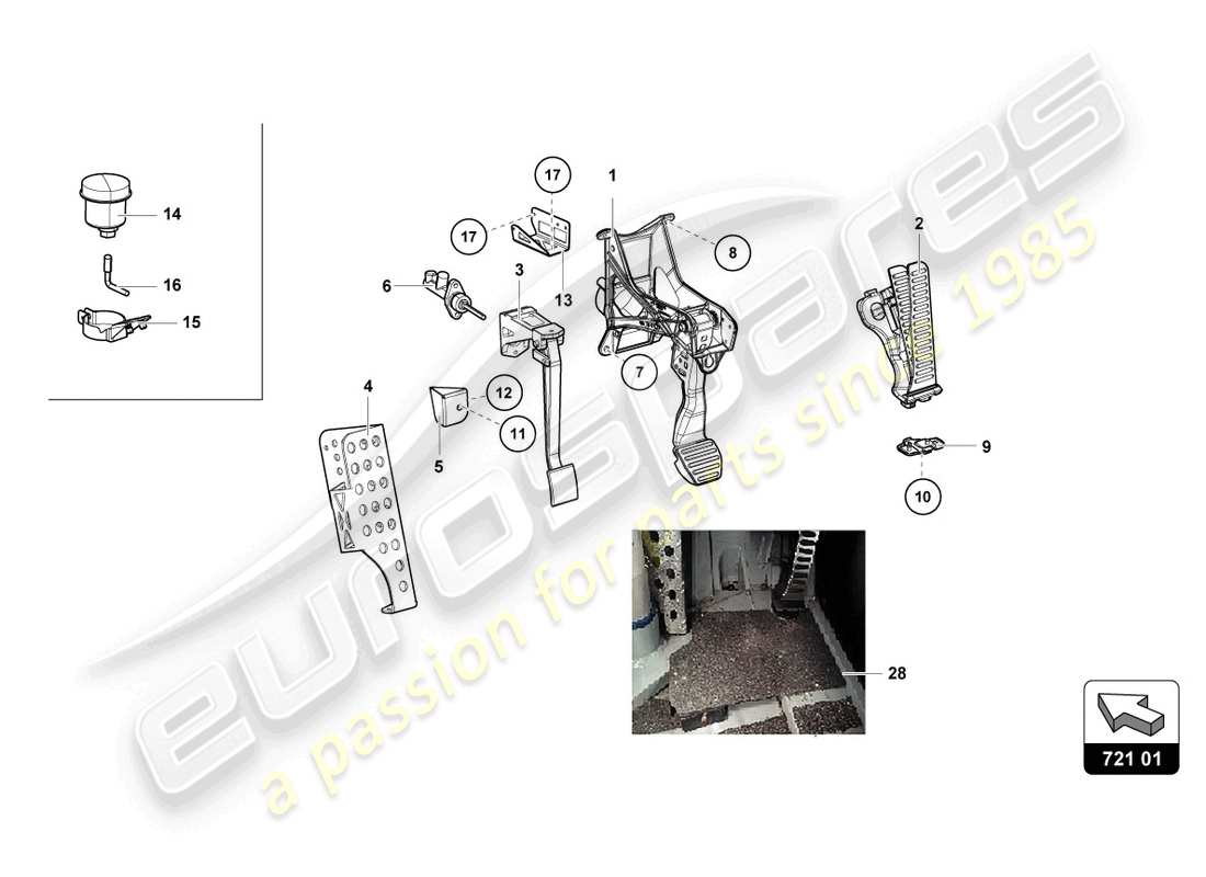 lamborghini super trofeo (2015) pedalbox assembly parts diagram