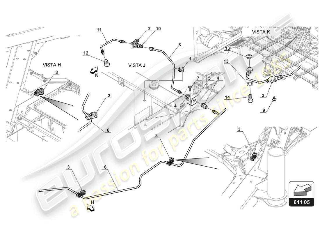 lamborghini gt3 (2017) brake lines part diagram