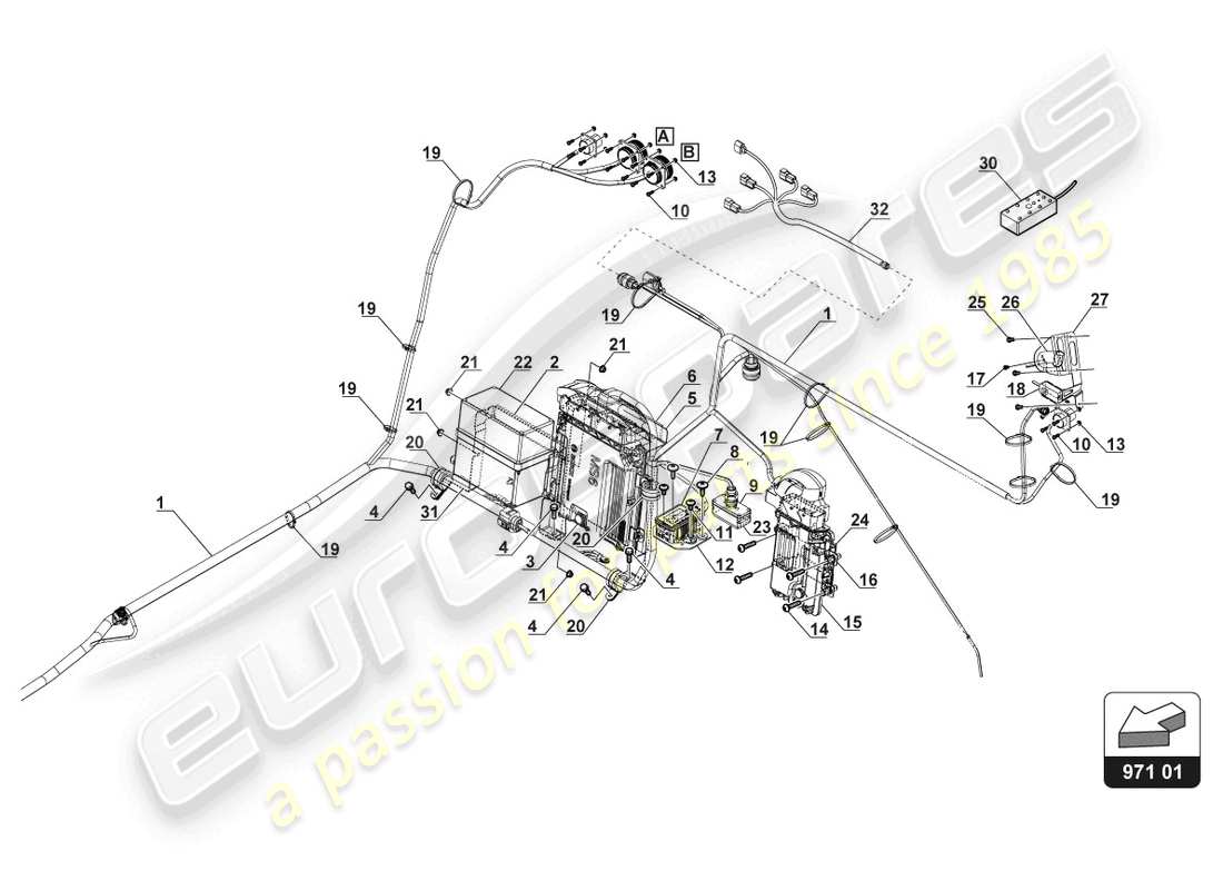 lamborghini gt3 (2017) electrics interior part diagram