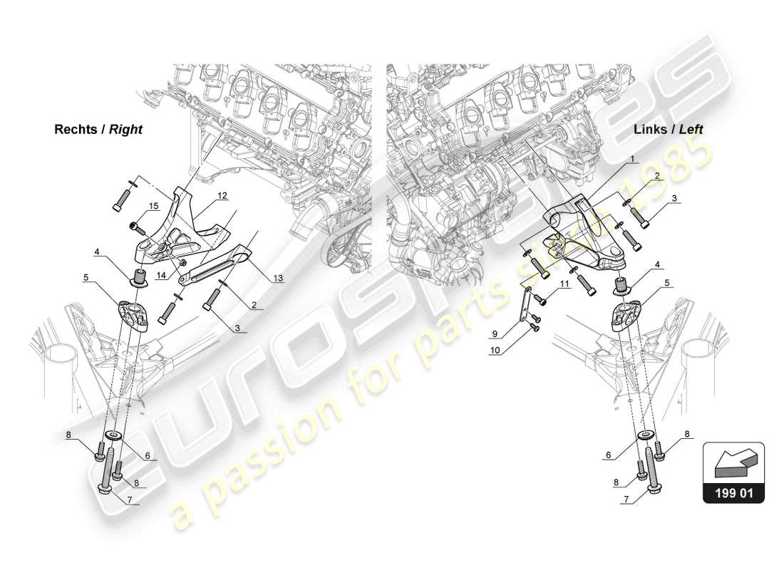 lamborghini gt3 evo (2018) engine support part diagram