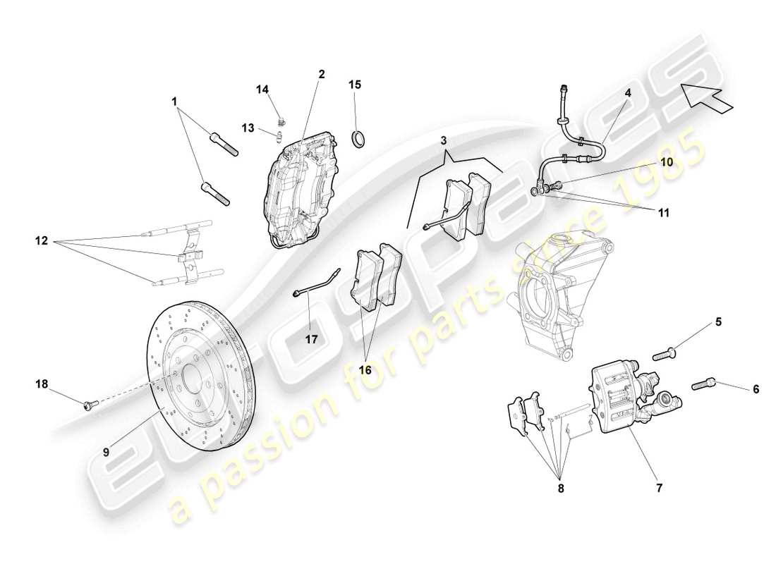 lamborghini gallardo coupe (2006) disc brake rear parts diagram