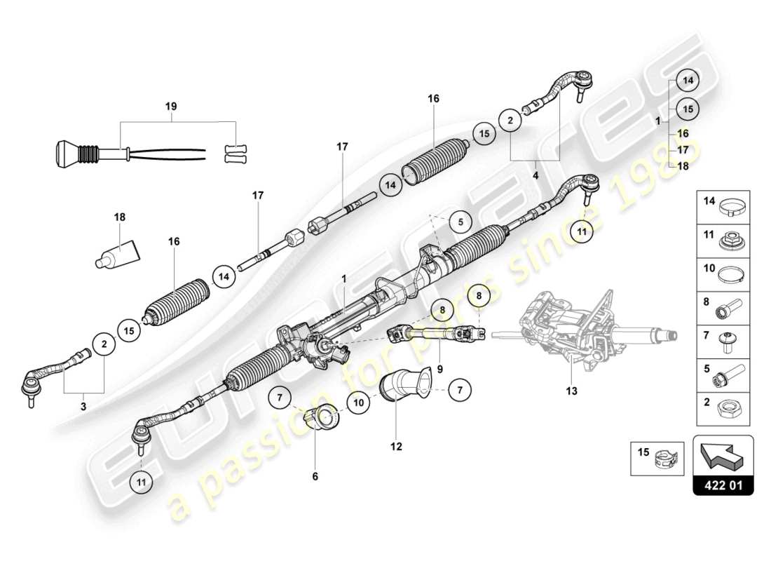 lamborghini lp770-4 svj roadster (2022) steering rod part diagram