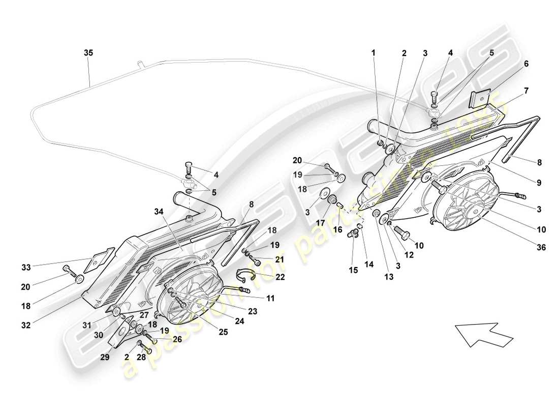 lamborghini lp670-4 sv (2010) cooler for coolant part diagram