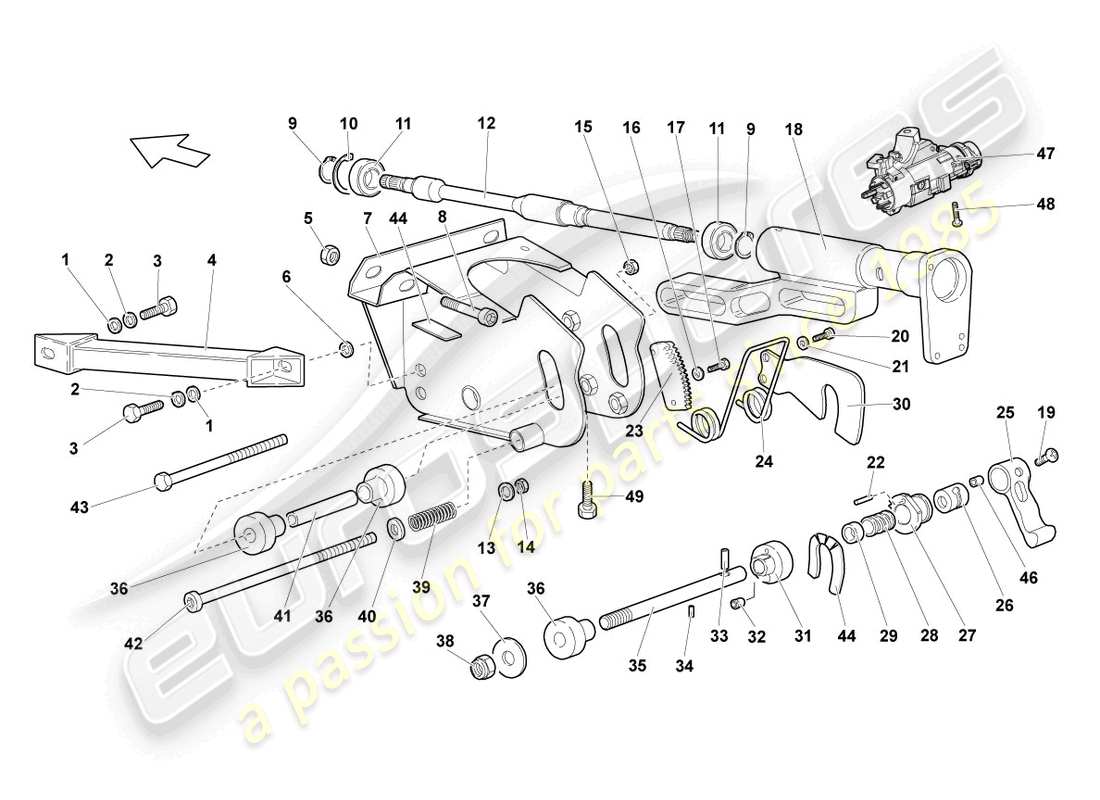 lamborghini lp640 coupe (2010) steering column part diagram