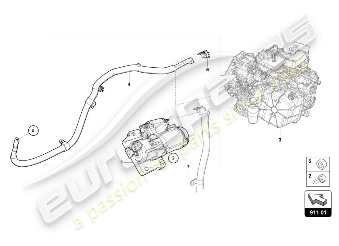 lamborghini sterrato (2024) starter parts diagram