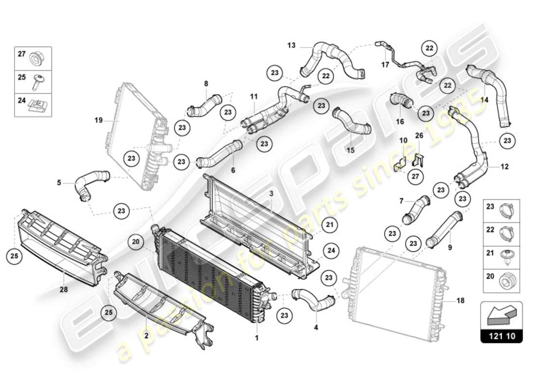 lamborghini sterrato (2024) cooler for coolant parts diagram