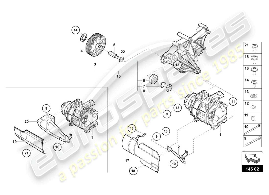 lamborghini lp770-4 svj coupe (2022) a/c compressor part diagram