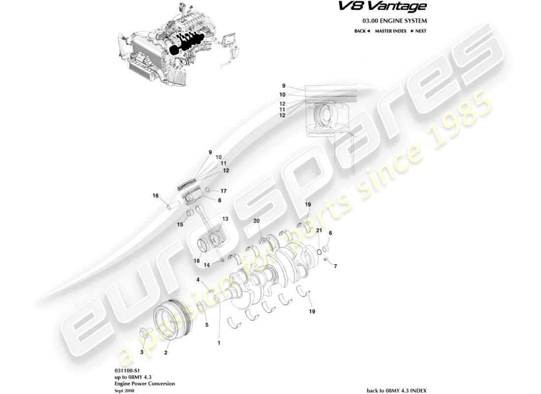 aston martin v8 vantage (2013) power conversion part diagram