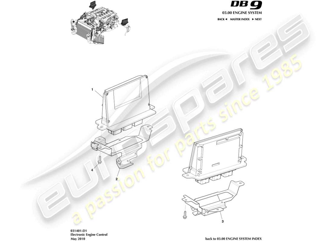 aston martin db9 (2012) electronic engine control part diagram