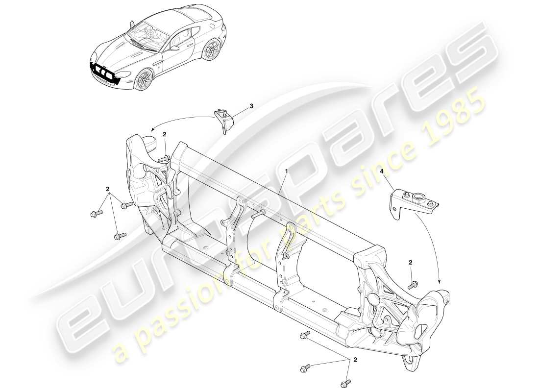 aston martin v8 vantage (2005) front bumper armature part diagram