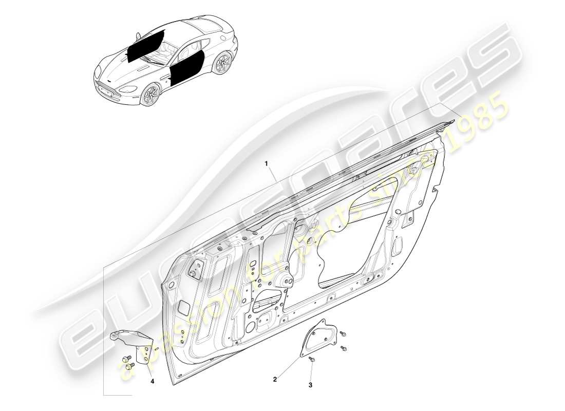 aston martin v8 vantage (2005) front side doors part diagram