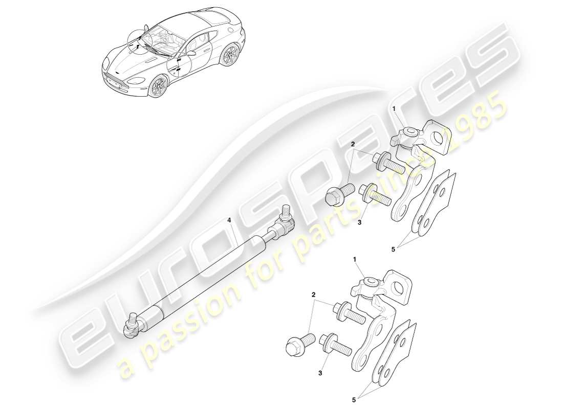 aston martin v8 vantage (2005) door hinges part diagram