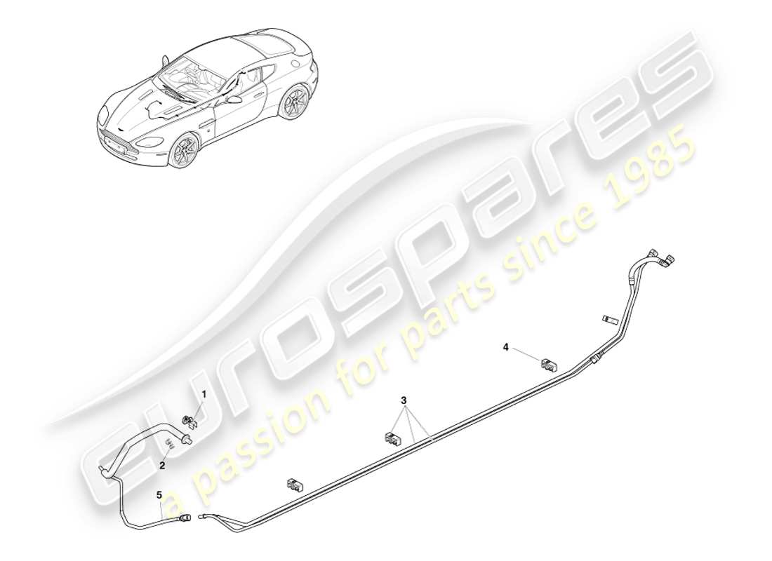 aston martin v8 vantage (2007) fuel pipes part diagram