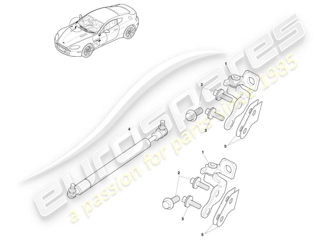 aston martin v8 vantage (2007) door hinges part diagram