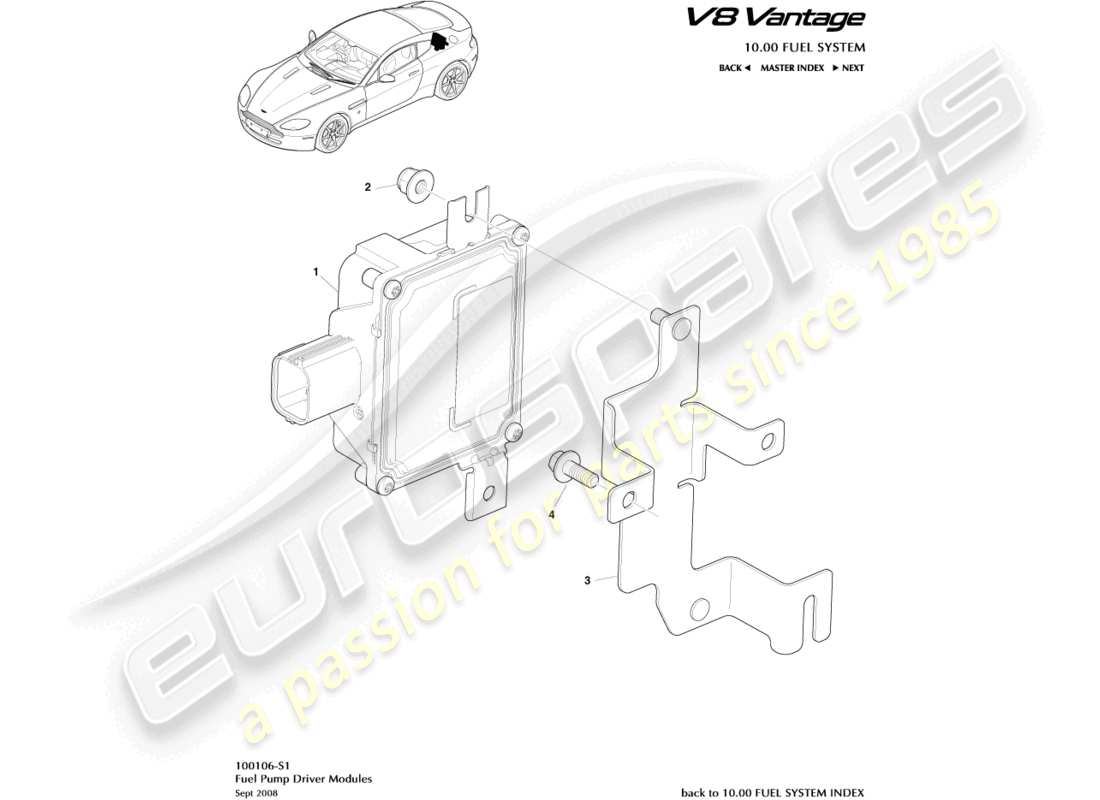 aston martin v8 vantage (2014) fuel pump modules part diagram