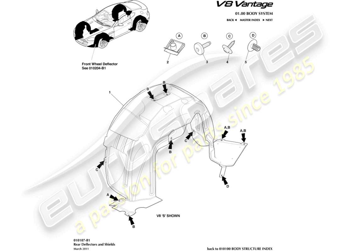aston martin v8 vantage (2006) rear wheel arches parts diagram