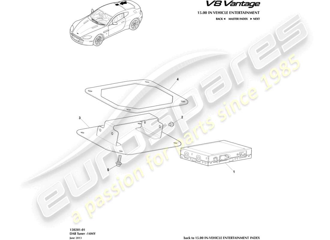 aston martin v8 vantage (2009) dab tuner, 14my part diagram