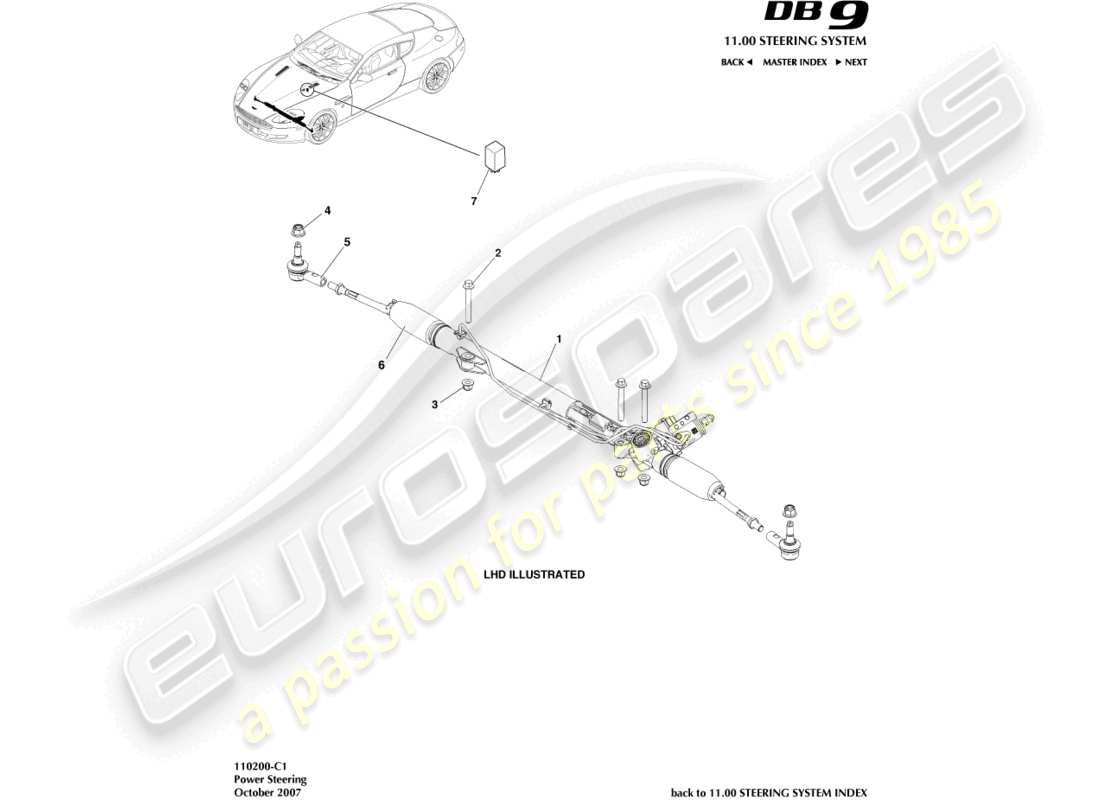 aston martin db9 (2007) power steering parts diagram