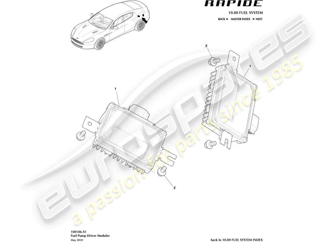 aston martin rapide (2010) fuel pump module parts diagram