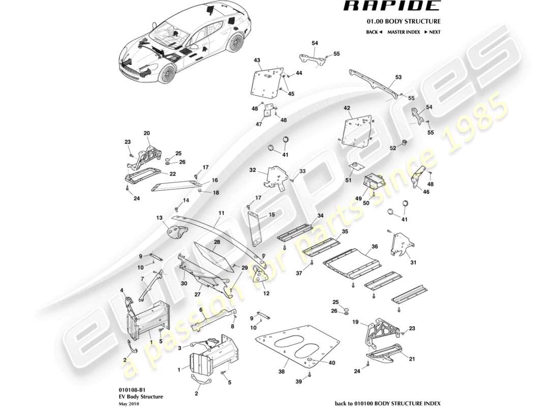 aston martin rapide (2010) ancillary parts parts diagram