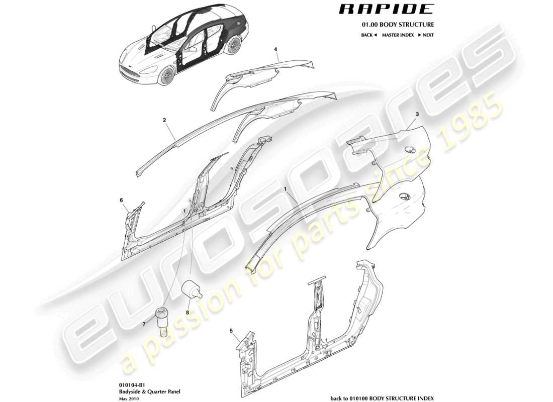 aston martin rapide (2011) body side part diagram