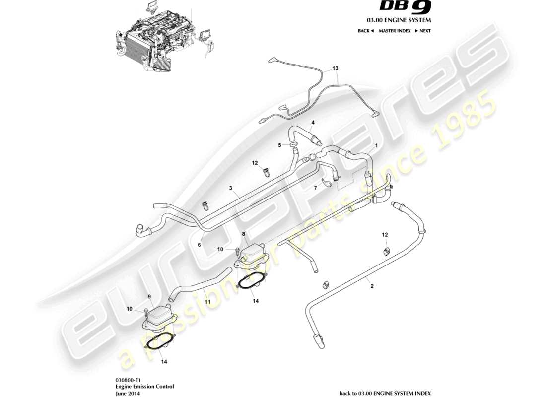 aston martin db9 (2012) emission control part diagram