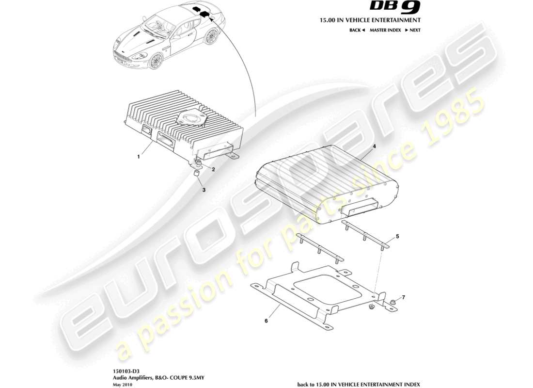 aston martin db9 (2012) premium amplifiers, coupe part diagram