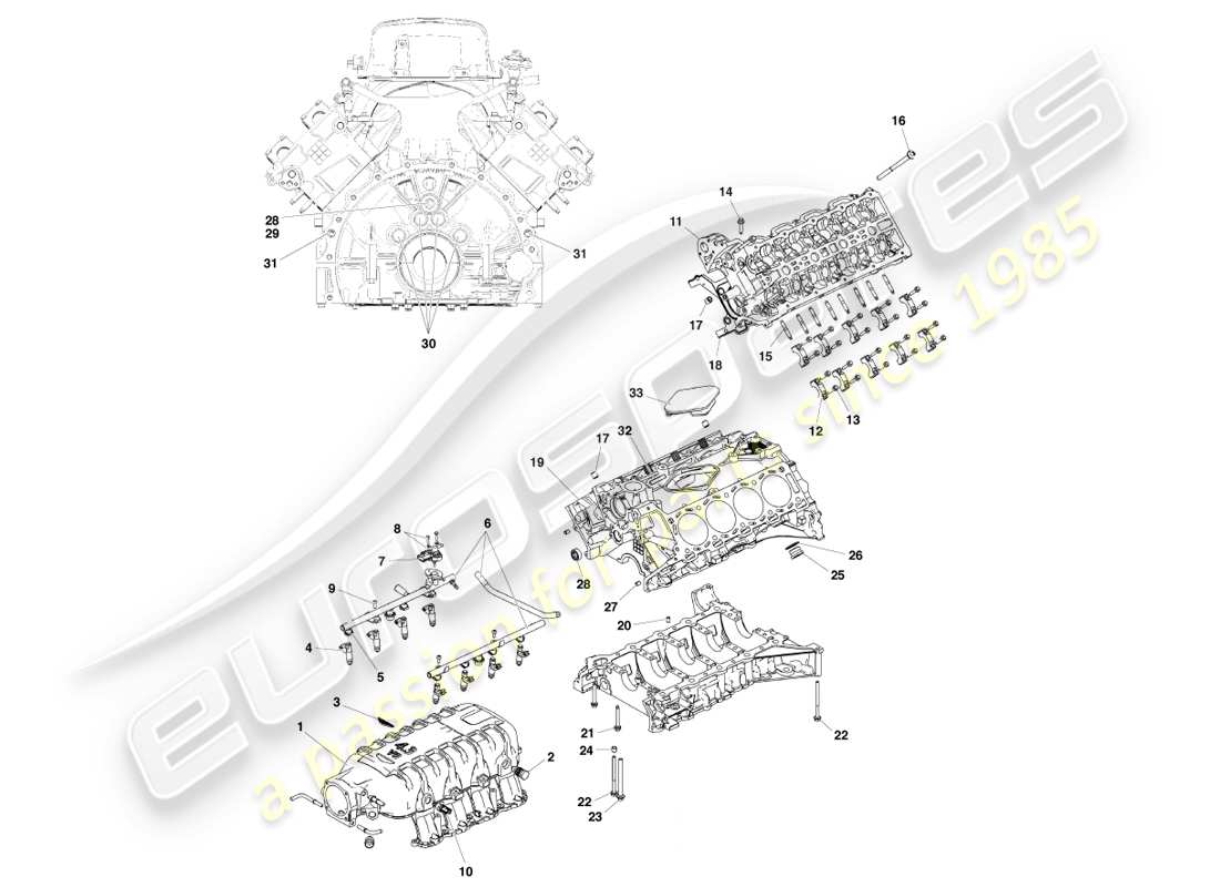 aston martin v8 vantage (2005) engine structure part diagram