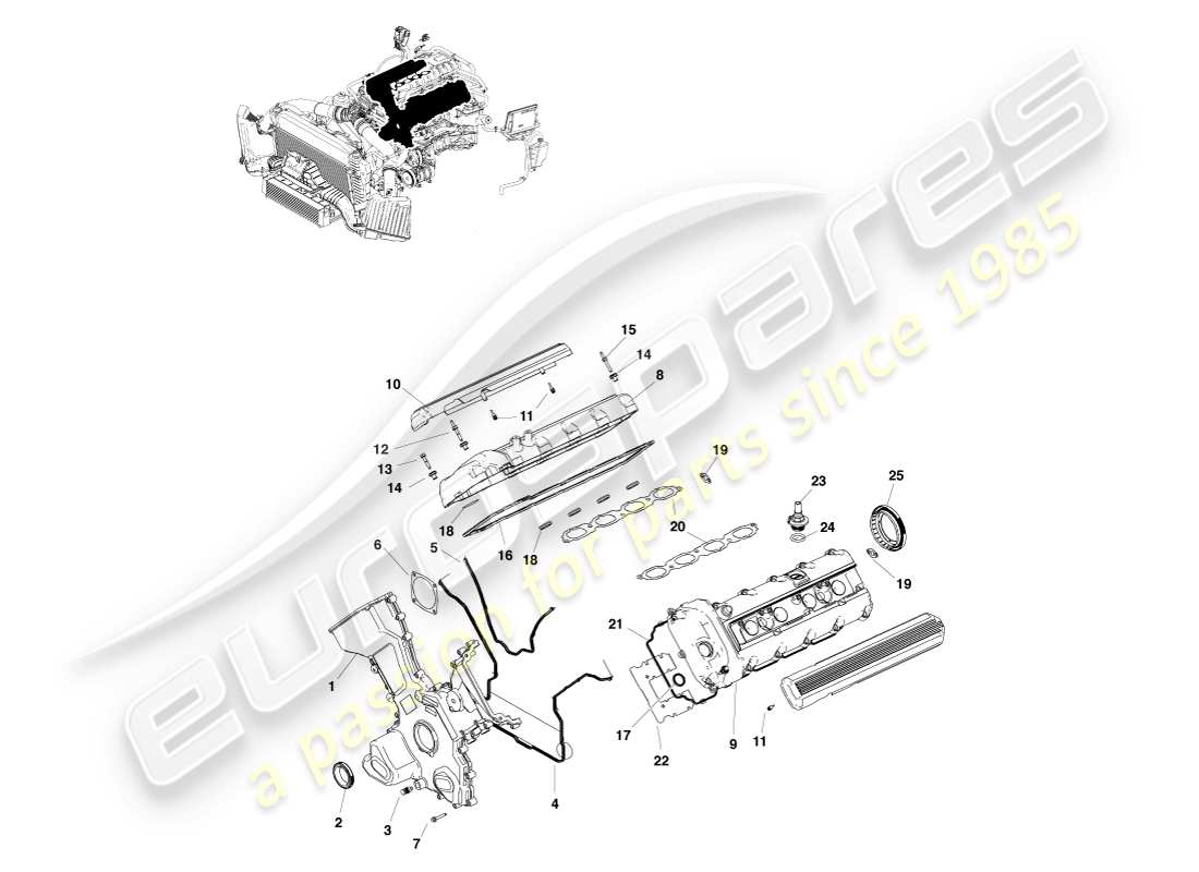 aston martin v8 vantage (2005) engine sealing part diagram