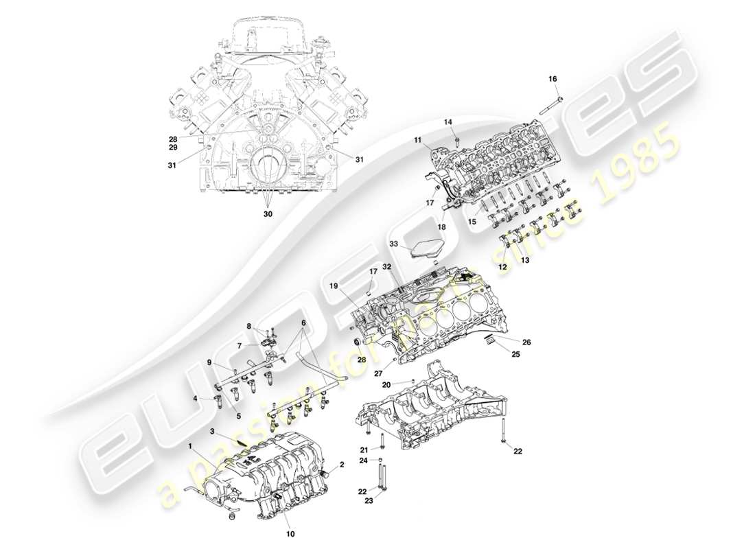 aston martin v8 vantage (2007) engine structure part diagram