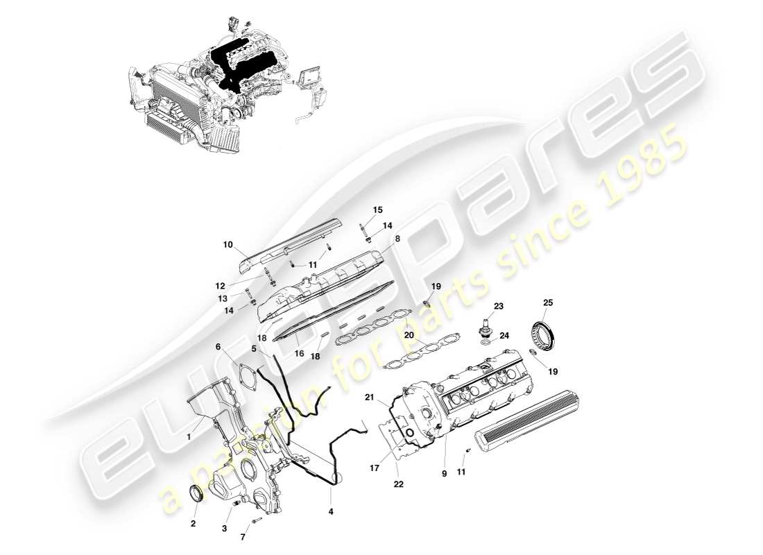 aston martin v8 vantage (2007) engine sealing part diagram