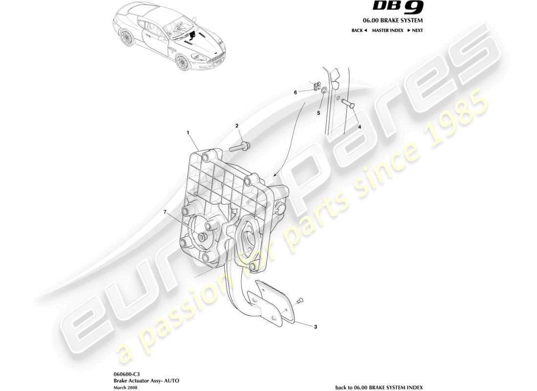 aston martin db9 (2012) brake actuator assembly, auto part diagram