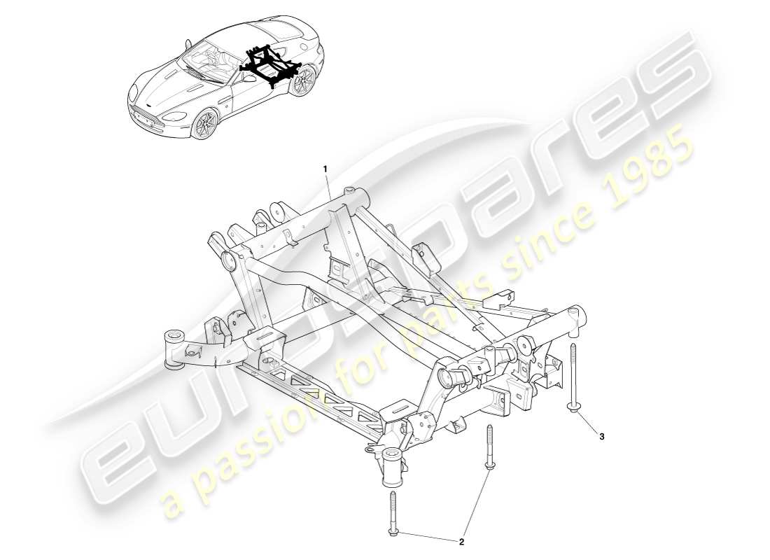 aston martin v8 vantage (2007) rear subframe part diagram