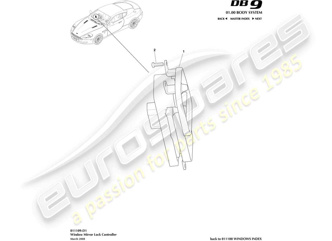 aston martin db9 (2011) window/mirror lock controller part diagram