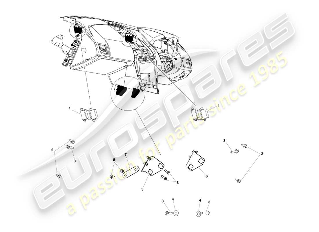 aston martin v8 vantage (2007) ccb to biw brackets part diagram